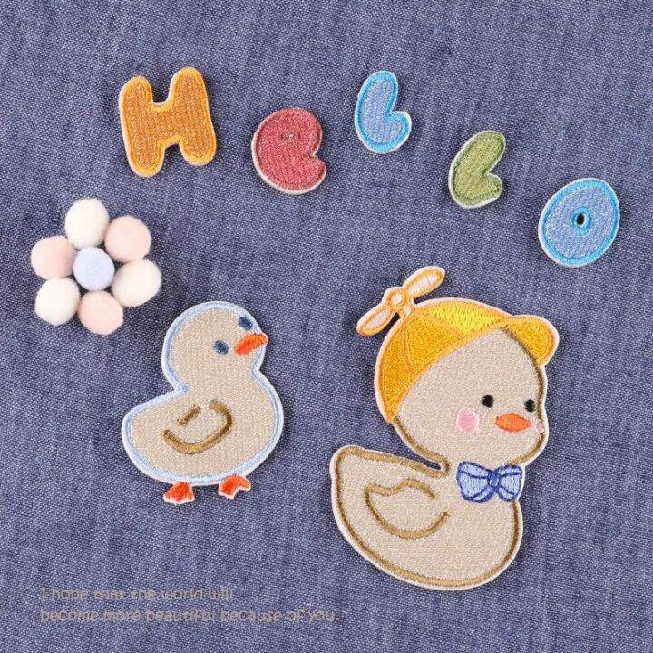 Sticker ủi nhiệt thêu logo hình gà con cute, chữ Hello - Miếng vá ủi ...