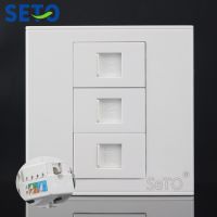 【☂】 vkysdo SeTo 86ประเภทสามพอร์ต Gigabit Ethernet Network RJ45 Cat6 Outlet Wall Plate Socket Keystone Plate