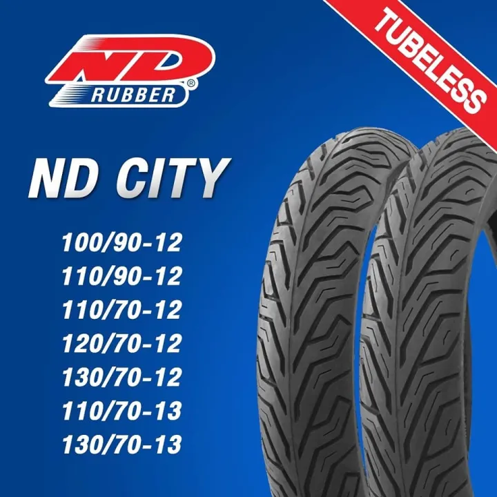 ยางนอก รถมอเตอร์ไซค์ ND Rubber ลาย ND CITY ขอบ14" [ใช้ยางใน] ยางรถ