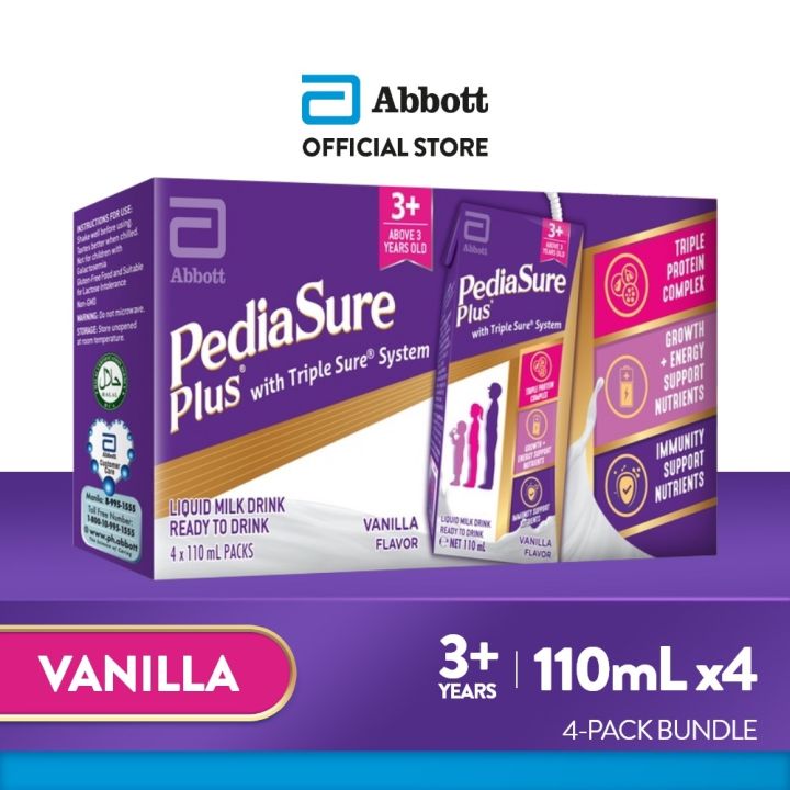 Pediasure Plus Ready to Drink Vanilla 110ML x 4 For Kids Above 3 years Old Lazada PH