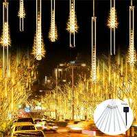 30cm 8Pcs LED Meteor Shower Garland Holiday Strip Light Outdoor Waterproof Fairy Lights For Garden Street Christmas Decoration