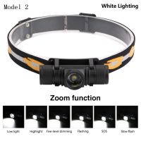 Zoomable White With Battery Sanyi D25 XM-L2 LED Mini Headlight Headlamp 6-Mode USB Charging 18650 Flashlight Camping Hunting Frontal Head Lantern Torch Lamp