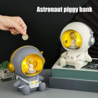 Cute Astronaut Piggy Bank Night Light Spaceman Money Bank Operated Coin Astronaut Desk Ornament Bedside Light Decor for Home