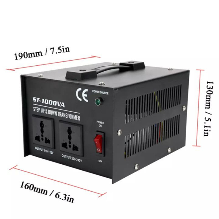 หม้อแปลงปรับแรงดัน-1000w-เฟสเดียว-220-240v-ถึง-100-120v-หม้อแปลงแปลงแรงดันไฟฟ้าปลั๊ก-us-st-1000vaปลั๊กสหรัฐ