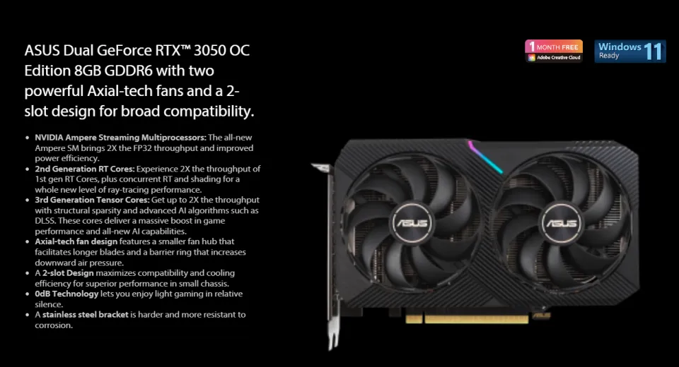 ASUS Dual NVIDIA GeForce RTX  OC Edition 8GB GDDR6 Gaming