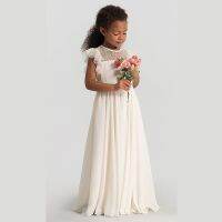 【jeansame dress】 GirlVintageDress Long Child GauzeVestido Bow WhiteBirthday Party Wedding4-13Y