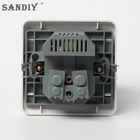 SANDIY 16A มาตรฐาน Eu ช่องเสียบ Ac 220V Usb คู่พร้อมซ็อกเก็ต86*86ผนังอะแดปเตอร์เต้าเสียบสีเทาสากลพร้อม Usb ไฟฟ้า