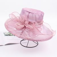 （Explosion umbrella） ผู้หญิง Organza คริสตจักร Fascinator เจ้าสาวงานเลี้ยงน้ำชางานแต่งงานหมวกสุภาพสตรีหญิง Fedoras สีทึบน่ารักแฟชั่นกลางแจ้งหมวก