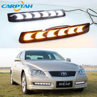 LED Daytime Running Light For Toyota Mark X 2004 - 2009 Reiz Dynamic Turn Yellow Signal Relay 12V Car DRL Lamp Waterproof ABS