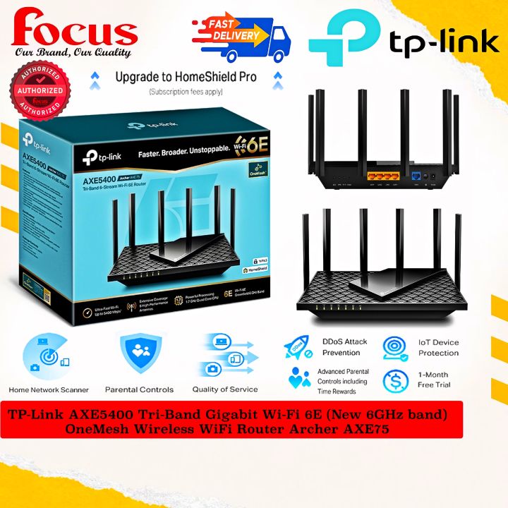 TP-Link AXE5400 Tri-Band WiFi 6E Router (Archer AXE75) - Gigabit Wirel –
