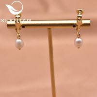 Xlentag Handmade Simple Natural Freshwater Pearl Pendant Earrings Women Birthday Party Fashion Exquisite Gift Earrings GE1046C