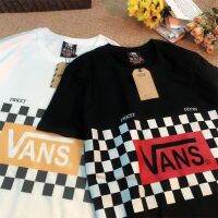 HOT ●8-18☊☂ Original vansˉNEW คุณภาพสูง Tide แบรนด์ผ้าฝ้ายแขนสั้นเสื้อยืดผู้ชายและผู้หญิงคู่สวมใส่นักเรียนครึ่งแขนเสื้อ