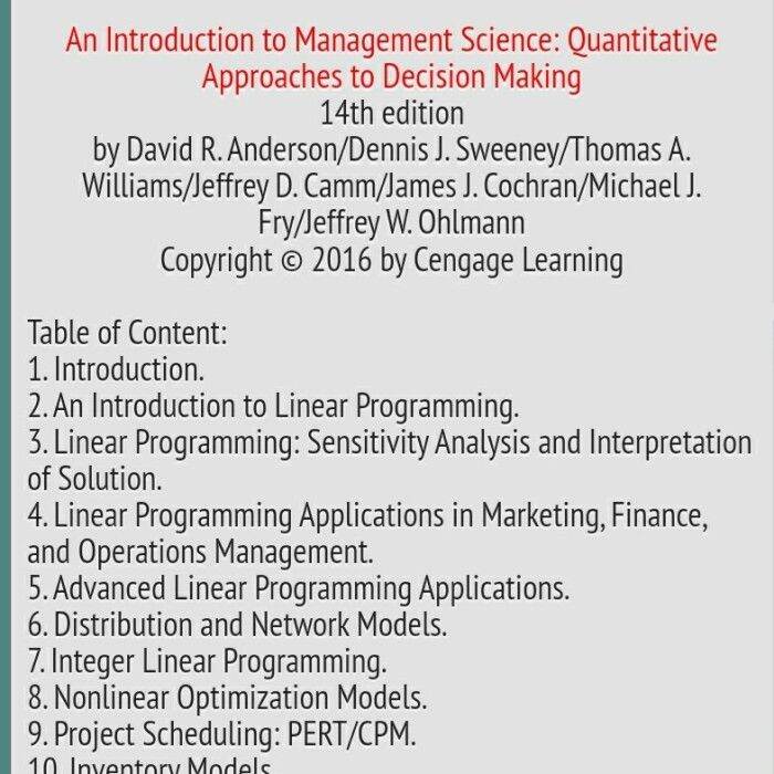 LARIS Buku Cetak An Introduction To Management Science 14th by Anderson ...