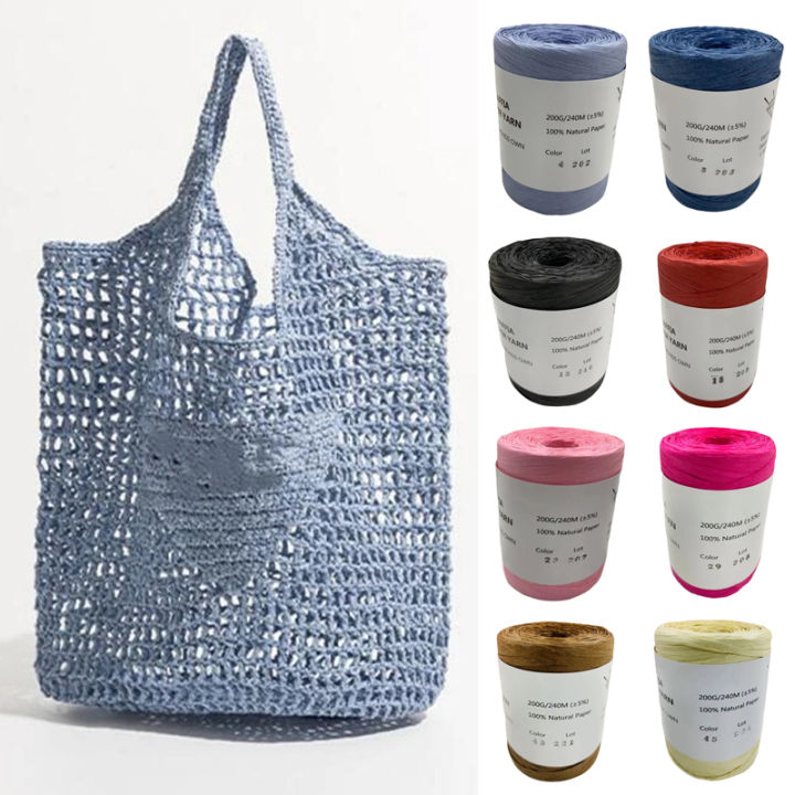 lafite-หญ้าผ้าฝ้ายเทียมเชือกกระดาษสำหรับถุงผ้า-diy-มือโครเชต์ถักหมวกเส้นใยธรรมชาติกระดาษถักสายอุปกรณ์