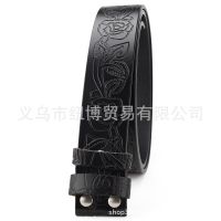 Floral Pattern Belt No Buckle Genuine Leather Plant Belts