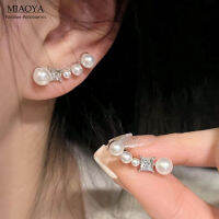 MIAOYA Zircon ต่างหูมุกคริสตัล Y2K สำหรับผู้หญิง INS เครื่องประดับสาวเท่