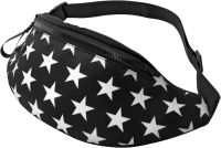 Star Black and White Fanny Packs for Women Mens Adjustable Waist Bag Crossbody Bag Fanny Pack for Travel Running Hiking Cycling Running Belt