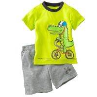 Green Crocodile Baby Boy Clothes Set Bike Children Tee Shirts Pants Suits Kids Outfit 100 Cotton Tops Panties 2 3 4 5 6 7 Years