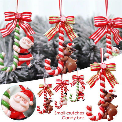 一Christmas Candy Cane Ornament Santa Claus Snowman Elk Christmas Tree แขวนจี้ตกแต่งสำหรับตกแต่งบ้านปีใหม่