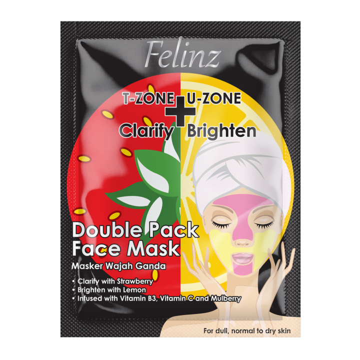 FELINZ DOUBLE PACK FACE MASK TZONE UZONE CLARIFY BRIGHTEN 2x8G