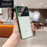 AnDyH Phone Case For VIVO V21e V20 4G Electroplated Transparent Soft TPU Glass Camera Protector Back Cover