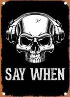 Fun skull black vintage tin logo Bar Afternoon tea Club party Bedroom Living room pool ornament 8 x 12 inches