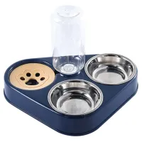 Pet Three Bowls Cat Bowl Rice Bowl Cat Food Bowl Anti Overturning Automatic Drinking Three Bowls Cat Drinking Bowl