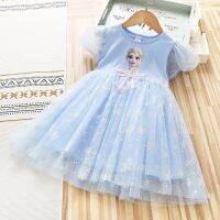 【CC】 Frozen New Short Sleeve Mesh Cotton Children Costume