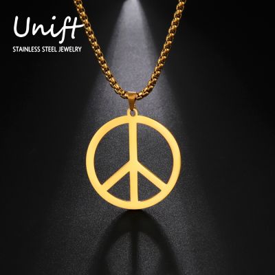Stainless Steel Peace Sign Necklace Stainless Steel Box Chain Necklace - Stainless - Aliexpress