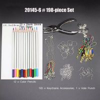 198 PCS Shrinky Art กระดาษความร้อนแผ่นหดพลาสติกชุด Hole Punch พวงกุญแจดินสอ DIY Drawing Art Supply