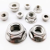 2pcs M4-M12 304 A2 Stainless Steel Prevailing Torque Type All Metal Insert Hex Hexagon Self Lock Nut With Flange Locknut GB6187