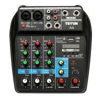 TU04 BT Sound Mixing Console Record 48V Phantom Power Monitor AUX Paths Plus Effects 4 Channels Audio Mixer with USB US plug (New) flash sale