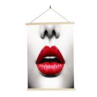 1ชิ้น Vintage Red Lips ผ้าใบเลื่อนภาพวาด Wall Art ไม้แขวนโปสเตอร์และพิมพ์แผนภูมิสำหรับห้องนั่งเล่นห้องนอนตกแต่งบ้าน