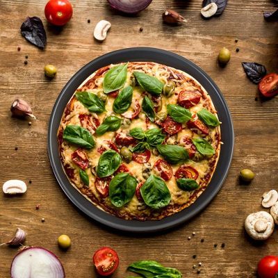 Pizza Pan Deep Dish Hard Coating Microwave Crispers Commercial Grade Kitchen Baking Tray Round Cake Baking Pans 13 Inch