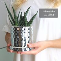 ☸ Flower Pot Flat Base with Drainage Hole Flower Plant Container Ceramics Mirror Disco Ball Vase Plant Pot Home Supply