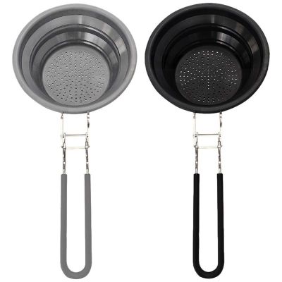 【CC】 Strainers Small Collapsible Silicone Baskets With Extendable Handles Rinse Or Draining Pasta Vegetables And Fruit