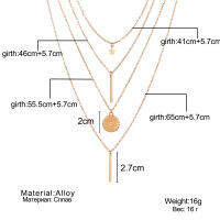 (ร้อน) IPARAM วินเทจโบฮีเมียนหลายรอบดาวสร้อยคอสุภาพสตรีชั้นสีทองยาวก้านจี้แฟชั่นปกเครื่องแต่งกายเครื่องประดับ