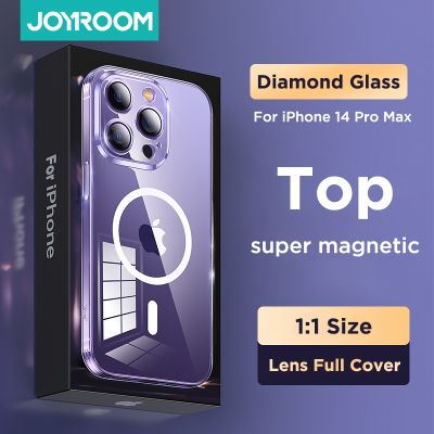 【ขาย】 Joyroom กรณีแม่เหล็กสำหรับ iPhone 14เพชรปกโปร่งใสสำหรับ iPhone 14 13 Pro Max กรณีชาร์จไร้สายแม่เหล็กปกหลัง