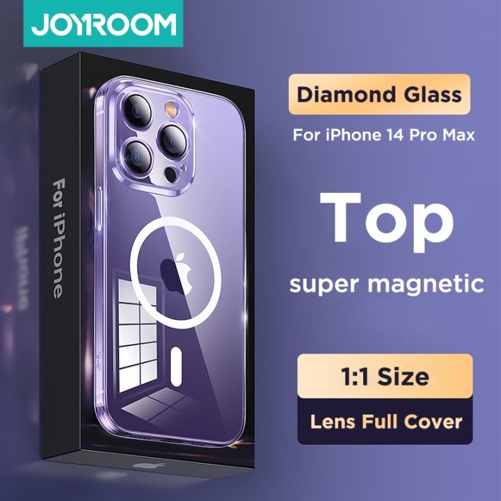 ขาย-joyroom-กรณีแม่เหล็กสำหรับ-iphone-14เพชรปกโปร่งใสสำหรับ-iphone-14-13-pro-max-กรณีชาร์จไร้สายแม่เหล็กปกหลัง