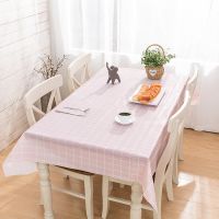 【cw】 PVC Waterproof Oilproof Table Cover Tablecloth Plaid Pattern for Living Room Home Decor Disposable Rectangle Table Cover INS ！