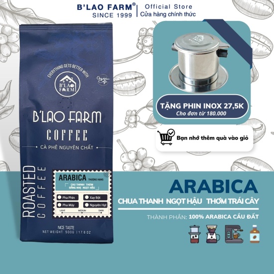 Cà phê rang xay nguyên chất arabica b lao farm rang mộc ,chua thanh - ảnh sản phẩm 1