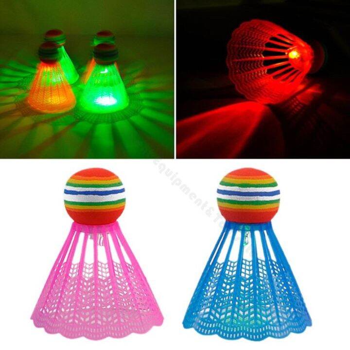 4pcs-led-lighting-badminton-birdies-glow-in-the-dark-night-nylon-shuttlecock-rainbow-ball-head-for-outdoor-indoor-sports