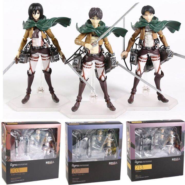 Attack On Titan Figma 207 Eren Jaeger 203 Mikasa Ackerman 213 Levi ...