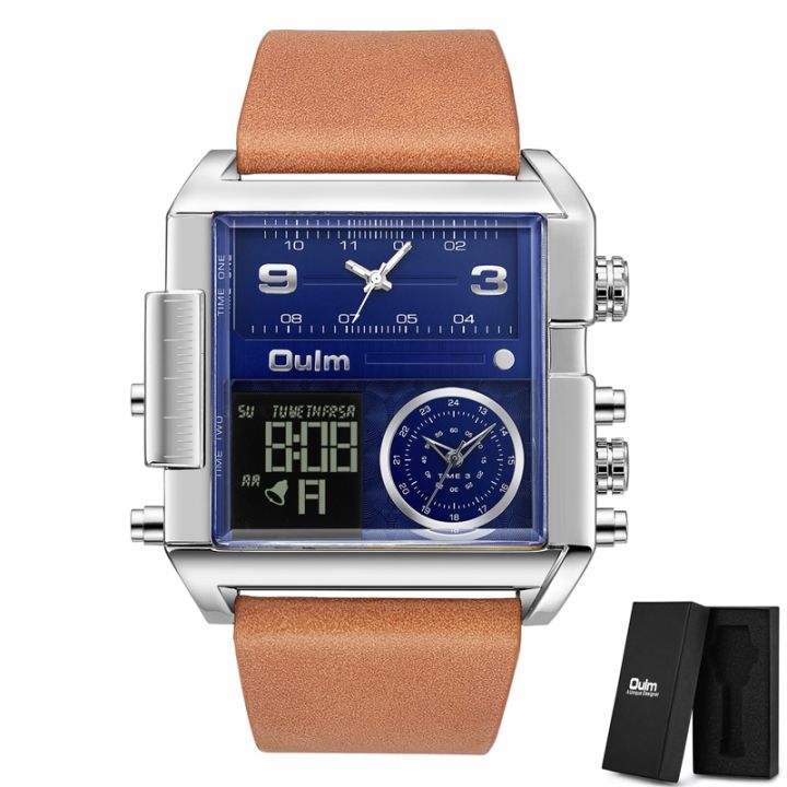 oulm-ผู้ชายกีฬานาฬิกา3โซนเวลาแฟชั่น-led-นาฬิกาดิจิตอลชายบิ๊กแบบ-dial-ควอตซ์นาฬิกาหนังนาฬิกาข้อมือ-r-eloj-h-ombre