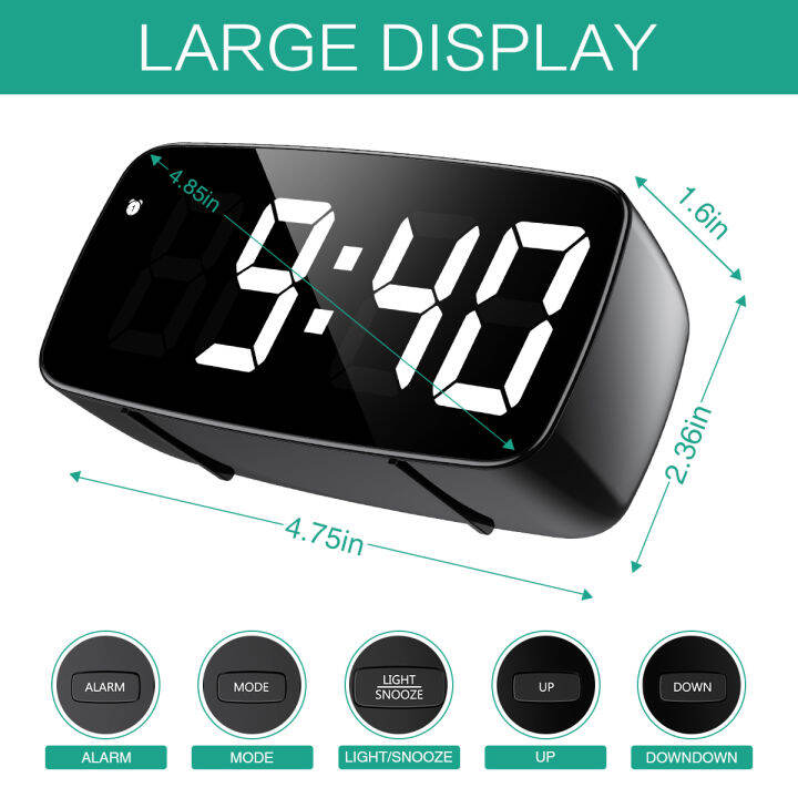 Criacr USB/Battery Powered Digital Alarm Clock with Large LED Display ...