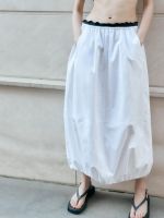 ZaraˉSummer New Womens White Elastic Waist Buckle Midi Skirt 3064121 250