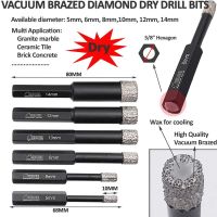 5Pcs/Set Hexagonal Shank Brazed Dry Ceramic Tile Drill Bit Marble Granite Vitrified Tile Hole Opener Diamond Drill Bit 6-14mm