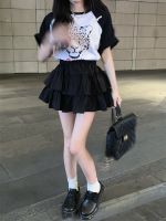 ✑๑✚ Black short skirt sweet girly tutu skirt high-waisted slim skirt summer petite skirt pleated cake skirt