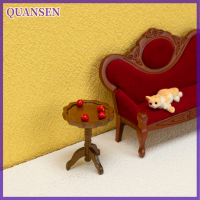 QUANSEN 1:12 dollhouse Miniature round Lace ตารางด้านข้างโต๊ะกาแฟชาเฟอร์นิเจอร์รุ่น Decor ของเล่นตุ๊กตาบ้านอุปกรณ์เสริม