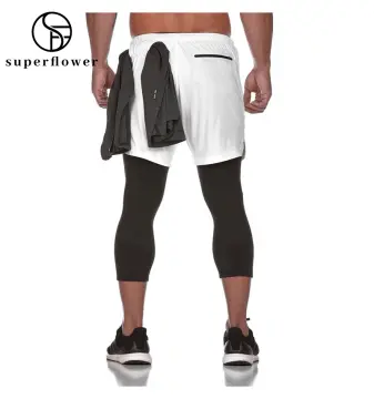 Ready Stock】Men's Sports Leggings NBA Basketball Cropped Pants